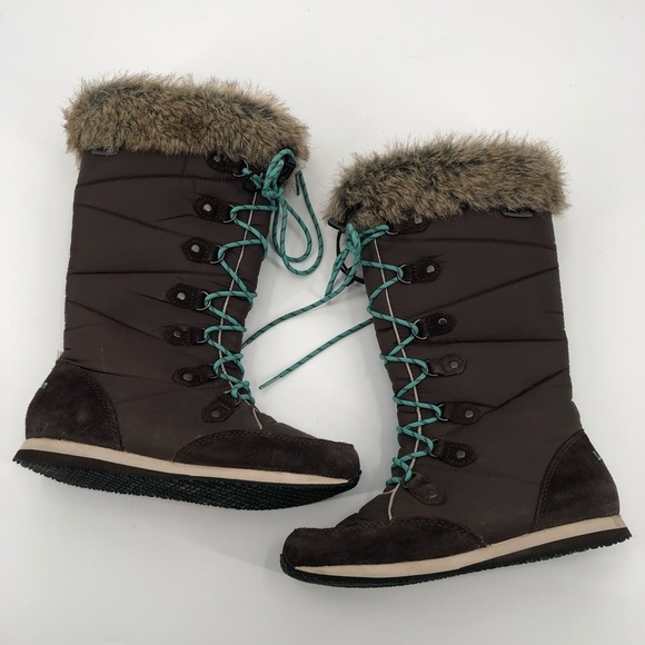 L.L. BEAN Carrabasset Boots Fur Lace Up Tall Winter Snow TEK 2.5 Waterproof Boot - Picture 2 of 10